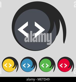 L'icône de signature de code. Symbole du programmateur. Ensemble de boutons de couleur. Vector illustration Illustration de Vecteur