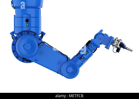 Le rendu 3d du bras robotique de soudage ou le robot part Banque D'Images