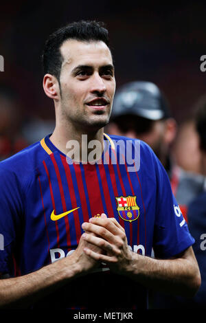 Madrid, Espagne. Credit : D. 21e Apr, 2018. Sergio Busquets (Barcelone) Football/Football : Copa del Rey match final entre Sevilla FC 0-5 FC Barcelone au stade Wanda Metropolitano de Madrid, Espagne. Credit : D .Nakashima/AFLO/Alamy Live News Banque D'Images