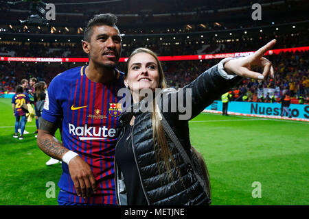 Madrid, Espagne. Credit : D. 21e Apr, 2018. Paulinho (Barcelone) Football/Football : Copa del Rey match final entre Sevilla FC 0-5 FC Barcelone au stade Wanda Metropolitano de Madrid, Espagne. Credit : D .Nakashima/AFLO/Alamy Live News Banque D'Images