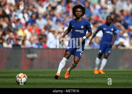 Londres, Royaume-Uni. 22 avr, 2018. Willian de Chelsea en action .l'Unis FA Cup semi finale match, Chelsea v Southampton au stade de Wembley à Londres, le dimanche 22 avril 2018. Cette image ne peut être utilisé qu'à des fins rédactionnelles. Usage éditorial uniquement, licence requise pour un usage commercial. Aucune utilisation de pari, de jeux ou d'un seul club/ligue/dvd publications. Photos par Andrew Andrew/Verger Verger la photographie de sport/Alamy live news Banque D'Images