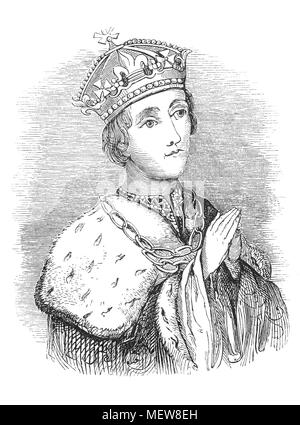 Henry VI (1421 - 1471), roi d'Angleterre de 1422 à 1461 et de nouveau de 1470 à 1471, et Roi de France de 1422 à 1453 en armure complète. Le seul enfant de Henry V, il a réussi sur le trône à l'âge de neuf mois après la mort de son père, et a réussi à le trône français sur la mort de son grand-père maternel de Charles VI peu de temps après. Banque D'Images