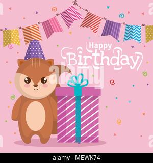 Joyeux Anniversaire Carte Avec Chipmunk Image Vectorielle Stock Alamy