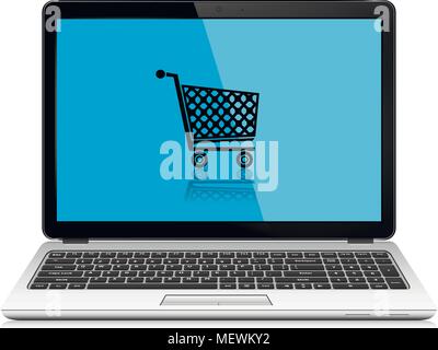 Vector illustration du concept d'achat en ligne avec les ordinateurs portables Illustration de Vecteur