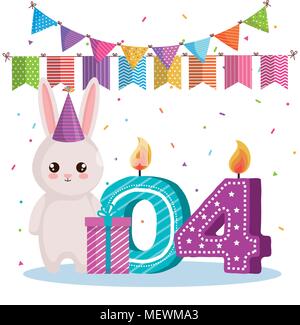 Joyeux anniversaire carte avec lapin Illustration de Vecteur