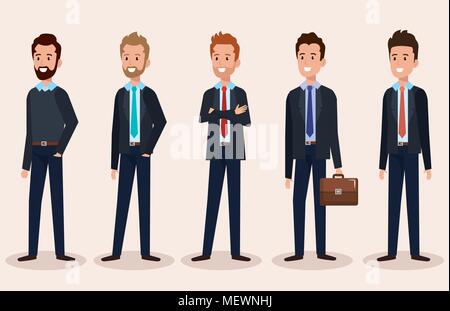 Les hommes d'affaires du groupe caractères avatars Illustration de Vecteur