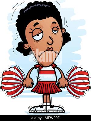 Illustration d'une caricature d'une femme noire à la cheerleader triste. Illustration de Vecteur