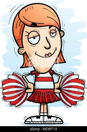 Illustration d'une caricature d'une femme à la cheerleader confiant. Illustration de Vecteur