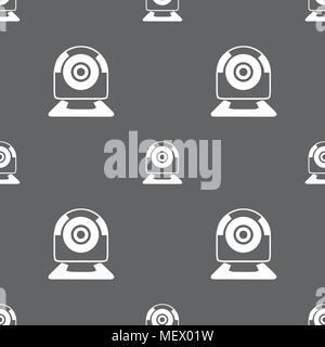 Icône de signe de webcam. Vidéo Web chat symbole. Chat de l'appareil photo. Motif transparente sur un fond gris. Vector illustration Illustration de Vecteur