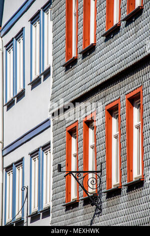 Centre-ville historique de Büdingen, Hesse, Germany, Europe, façade en vieille ville Banque D'Images