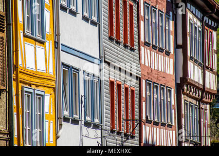 Maisons à colombages dans le centre historique de la ville de Büdingen, Hesse, Germany, Europe Banque D'Images