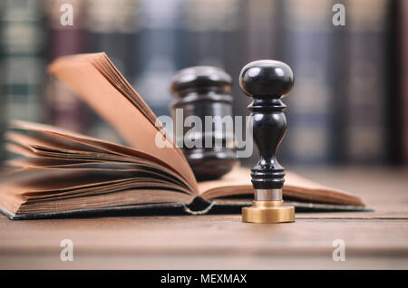 Sceau du notaire , le juge Gavel, document notarié concept, concept de légalité. Banque D'Images