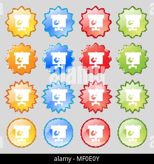 Symbole graphique signe. Grand ensemble de 16 boutons modernes colorés pour votre conception. Vector illustration Illustration de Vecteur