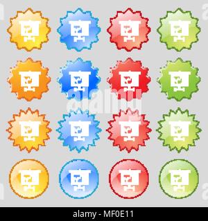 Symbole graphique signe. Grand ensemble de 16 boutons modernes colorés pour votre conception. Vector illustration Illustration de Vecteur