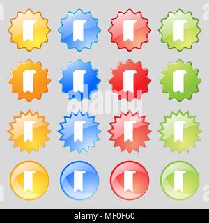 Icône de signet signe. Set de 16 boutons en verre multicolore avec place pour le texte. Vector illustration Illustration de Vecteur