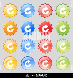 Mise à niveau, icône de flèche vers le signe. Set de 16 boutons en verre multicolore avec place pour le texte. Vector illustration Illustration de Vecteur