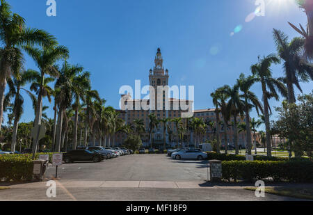 Le Biltmore Hotel Miami vu de Malaga 1200 Avenue, Coral Gables, Florida, USA, Miami-Dade. Banque D'Images