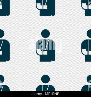 Bras cassé, l'invalidité se déconnecter icône. Motif géométrique transparente avec la texture. Vector illustration Illustration de Vecteur