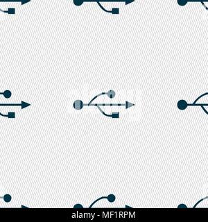 L'icône USB signe. Motif géométrique transparente avec la texture. Vector illustration Illustration de Vecteur