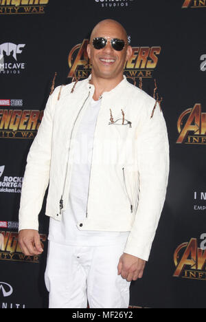 Los Angeles, USA. Apr 23, 2018. Vin Diesel 23/04/2018 La première mondiale de "Avengers : l'infini la guerre" s'est tenue à Hollywood, CA Photo par Izumi Hasegawa / HollywoodNewsWire.co Crédit : Hollywood News Wire Inc./Alamy Live News Banque D'Images