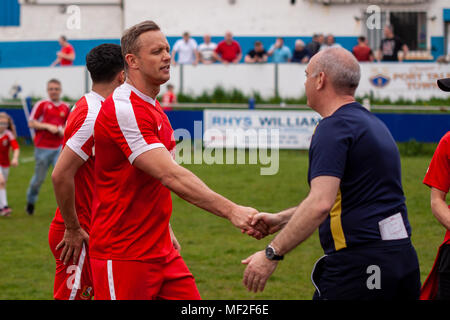 Llanelli Ville célébrer devenir ligue mondiale de la division 1 Champions. Port Talbot Town 1-3 Llanelli Ville. 21/4/18. Banque D'Images