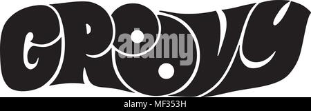 Groovy Banner - Bannière Clipart rétro Illustration de Vecteur