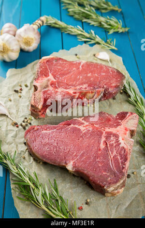 Dry-brutes de T-bone steaks Banque D'Images