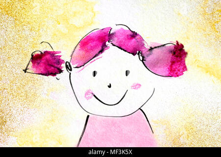 Dessin d'un visage de la fille Banque D'Images