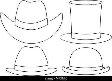 Les dessins au trait noir et blanc chapeau élément 4 Illustration de Vecteur