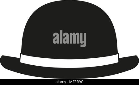 Chapeau melon noir et blanc silhouette Illustration de Vecteur