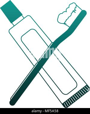 Tootbrush et dentifrice sur lignes bleues Illustration de Vecteur