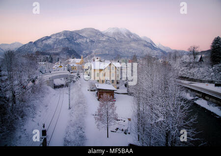 L'Autriche, Salzkammergut, Bad Ischl en hiver à l'aube Banque D'Images