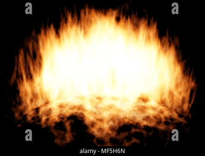 Source de flamme 3d close-up, fond noir Banque D'Images