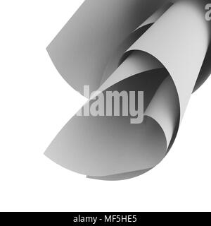 Nettoyer les feuilles de papier en 3d, sur fond blanc, isolé Banque D'Images