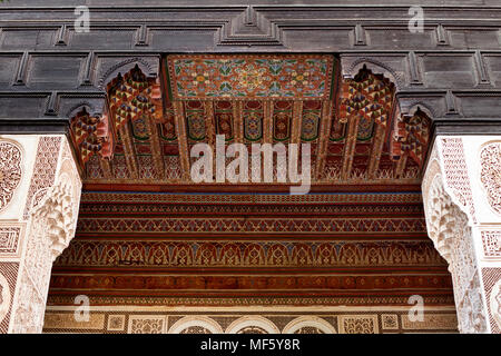 Marrakech, Maroc 3 Mars, 2016 : El Bahia Palace est visité par les touristes du monde entier c'est un exemple d'architecture du 19ème siècle Banque D'Images