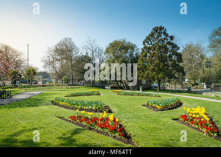 Lits de fleurs colorées dans les prix à gagner Trenance Gardens à Newquay Cornwall. Banque D'Images