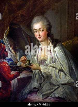 Madame du Barry et l'Zamore page. copie après Jean-Baptiste André Gautier-Dagoty (1740-1786), France, Français, Banque D'Images