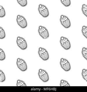 Cupcakes Cartoon sur fond blanc. Livre de coloriage linéaire. Illustration de Vecteur