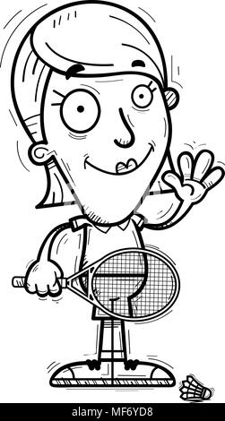 Illustration d'une caricature d'un joueur de badminton femme forme. Illustration de Vecteur