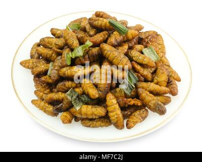 Cuisine et nourriture, assiette de frites traditionnelles Thai Coconut marinés aux herbes vers isolé sur fond blanc. L'un des plus célèbres rues Banque D'Images