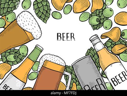 Jeu de la bière à la main, vecteur de fond avec l'espace vide pour le texte Illustration de Vecteur