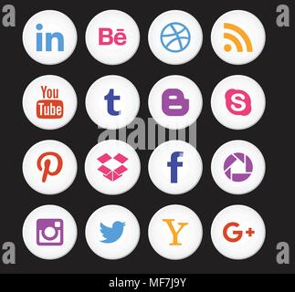Social media icon collection avec différents types de bouton web icon set Illustration de Vecteur