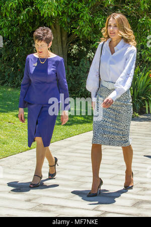 Leurs Majestés le Roi Abdullah II Bin Al Hussein et La Reine Rania Al-Abdullah de Jordanie à Government House à Sydney dans le cadre de la visite royale à l'Australie en novembre 2016. Sur la photo : La Reine Rania Al-Abdullah. Banque D'Images