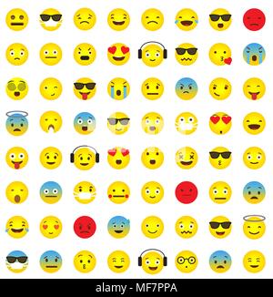 Icône Emoji collection avec différents visages émotionnels Illustration de Vecteur
