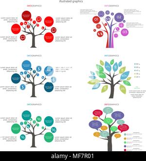 Diagramme vectoriel, arbres. Peut être utilisé pour la mise en page, workflow, schéma de l'étape d'options, bannière, web design. La visualisation de données d'affaires. Tableau du processus Illustration de Vecteur