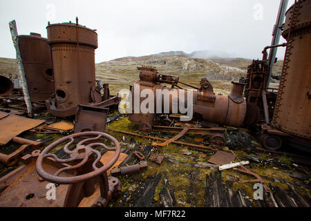 Camp Mansfield, ancienne demeure ancienne carrière de marbre, Île Blomstrand, Krossfjord, arctique, Spitzberg, Svalbard, Norvège Banque D'Images