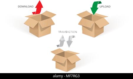Boîtes en carton pour l'emballage et le stockage Illustration de Vecteur