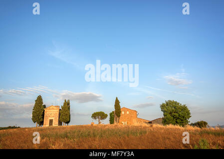 Chapelle Vitaleta paysage toscan, près de San Quirico d'Orcia, Sienne, Toscane, Italie