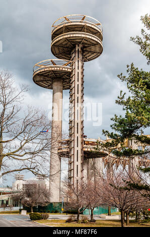 Flushing Meadows Park, exposition mondiale de l'architecture, les ovnis, queens Theatre Banque D'Images