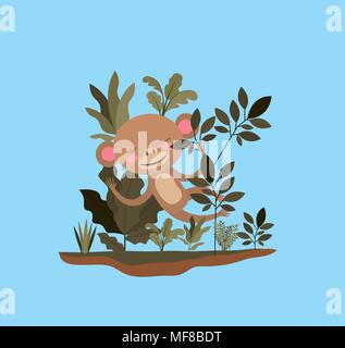 Singe dans la forêt de scénario scène illustration design Illustration de Vecteur